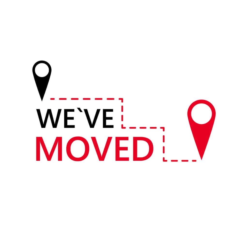 Announcement badge for relocation we have moved